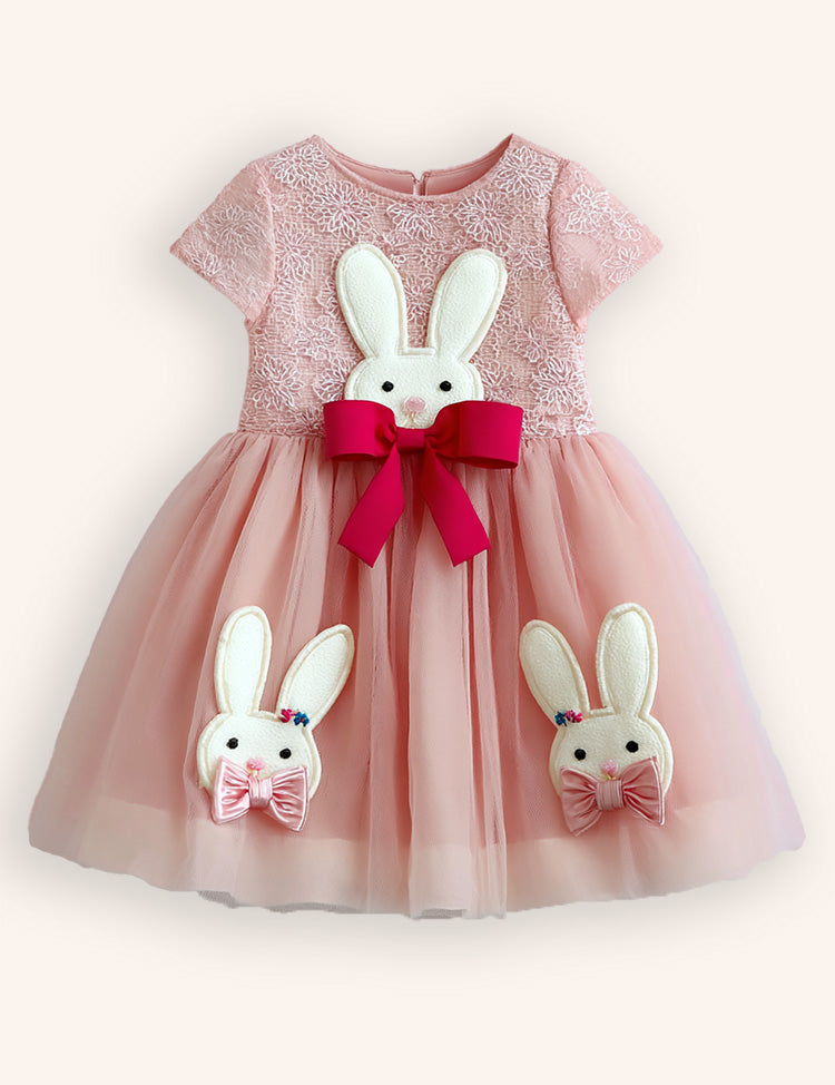 Tulle Bow Bunny Appliqué Party Dress