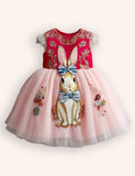 Tulle Floral Bunny Appliqué Party Dress