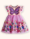 Flower Butterfly Applique Tulle Dress
