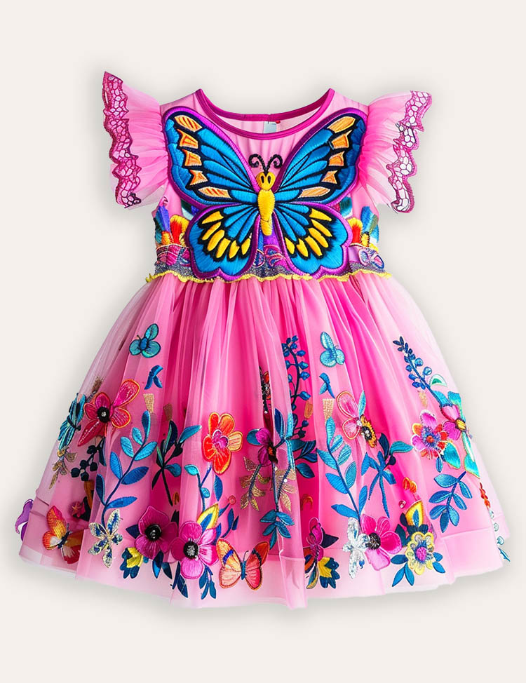 Robe de fête en tulle jardin papillon