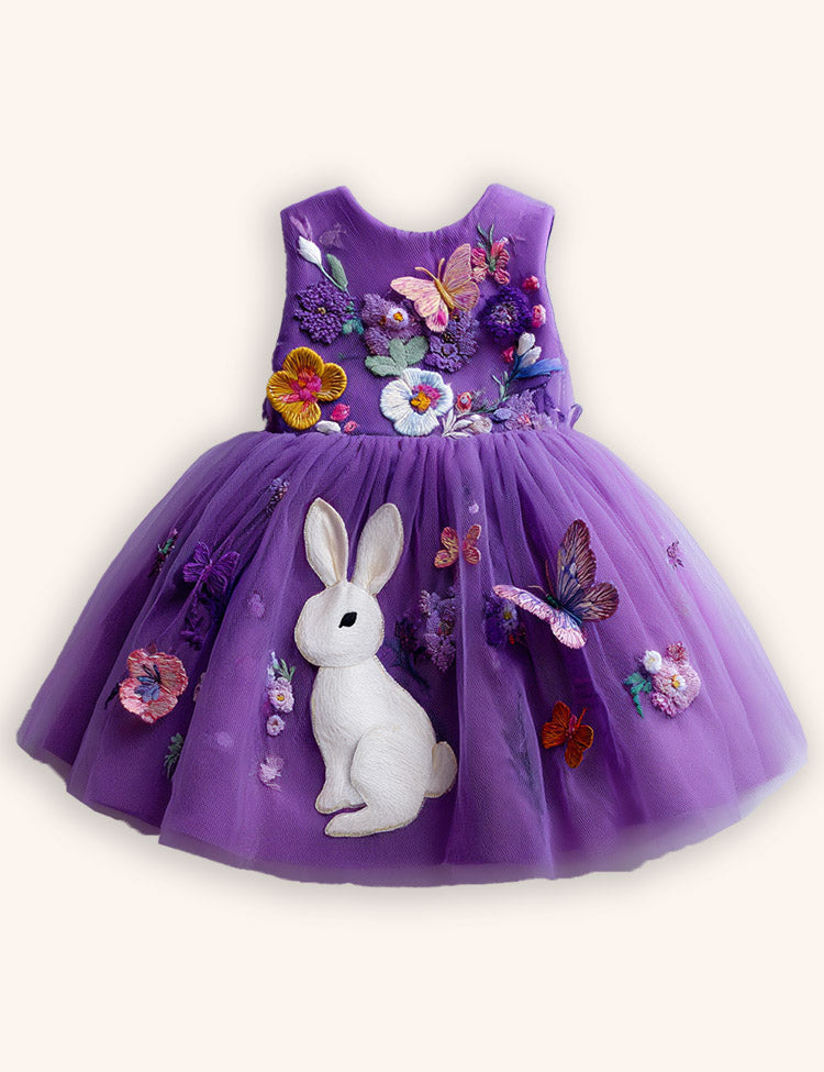 Flower Bunny Party Tulle Dress