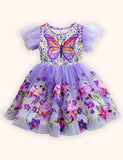 Flower Butterfly Applique Tulle Dress