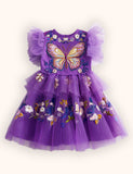 Floral Butterfly Tulle Embroideried Dress
