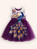 Peacock Appliqué Tulle Party Dress