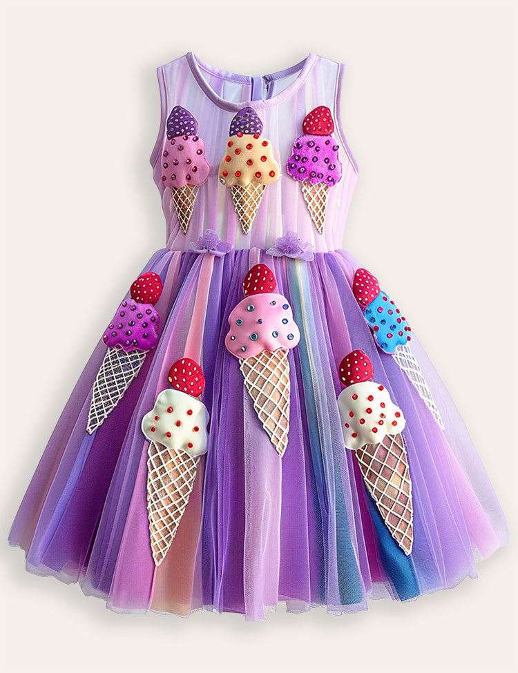 Robe en tulle applique de crème glacée amusante