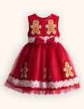 Tulle Gingerbread Man Embroidered Dress