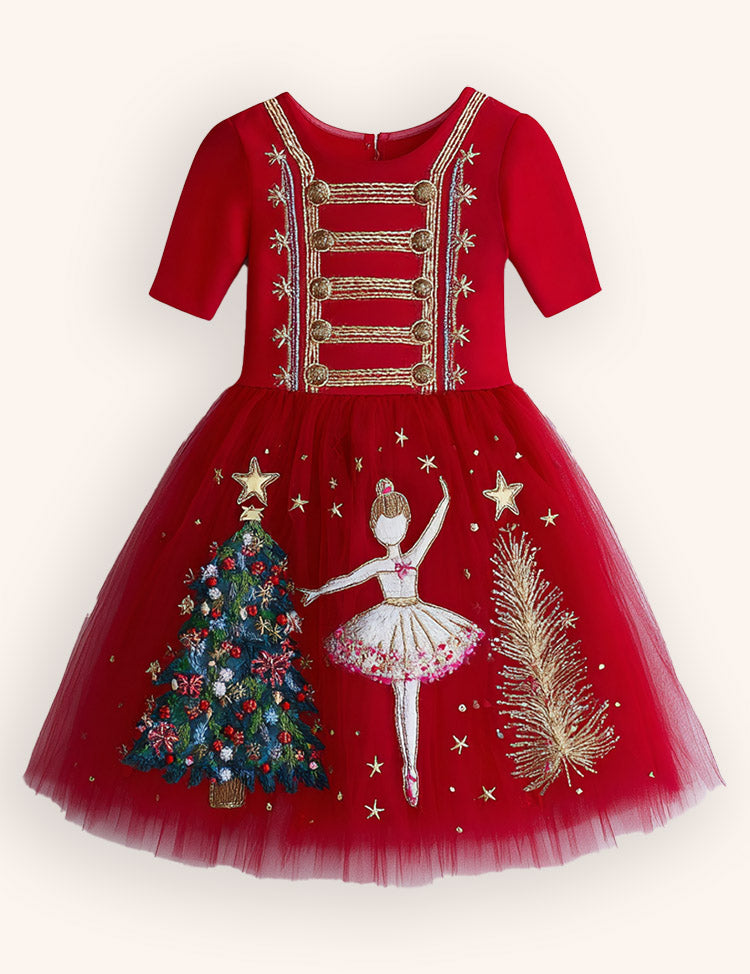 Christmas Ballet Tulle Appliqué Dress