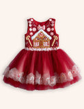 Tulle Christmas Gingerbread Appliqué Dress