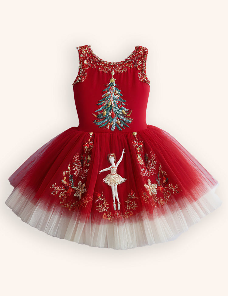 Christmas Ballet Tulle Appliqué Dress