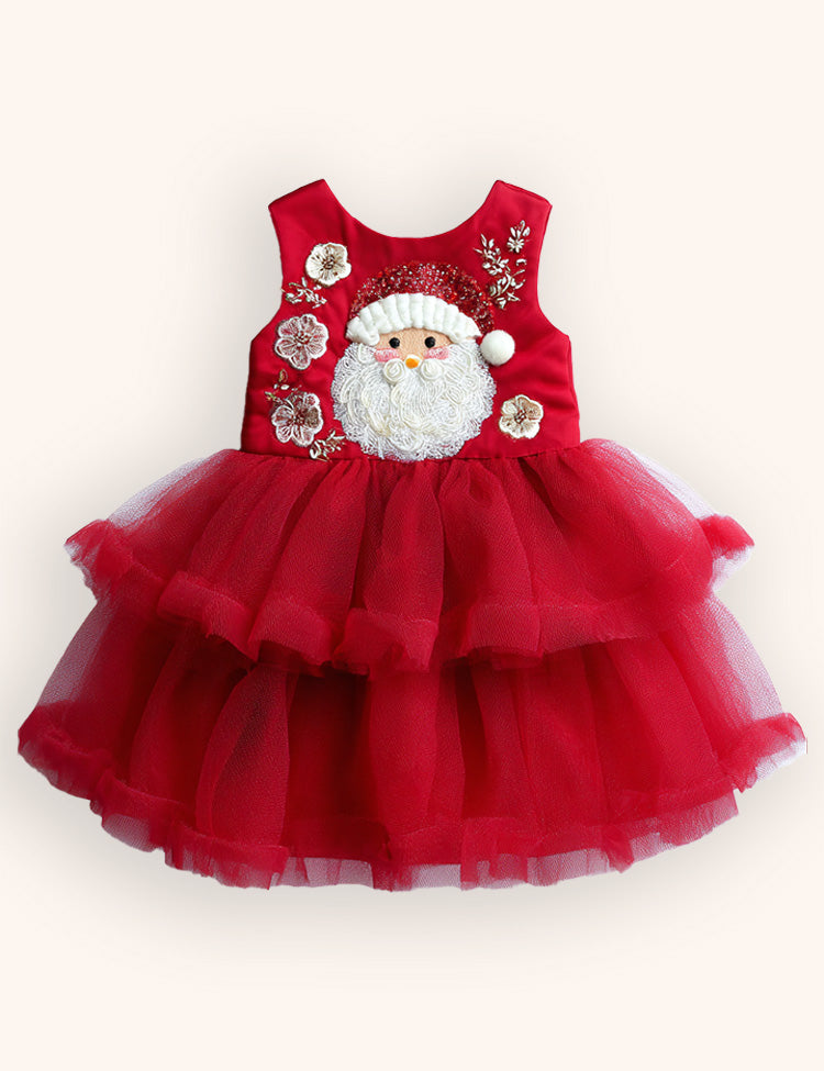 Tulle Christmas Santa Embroidered Dress