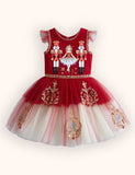 Christmas Nutcrackers Ballet Tulle Appliqué Dress