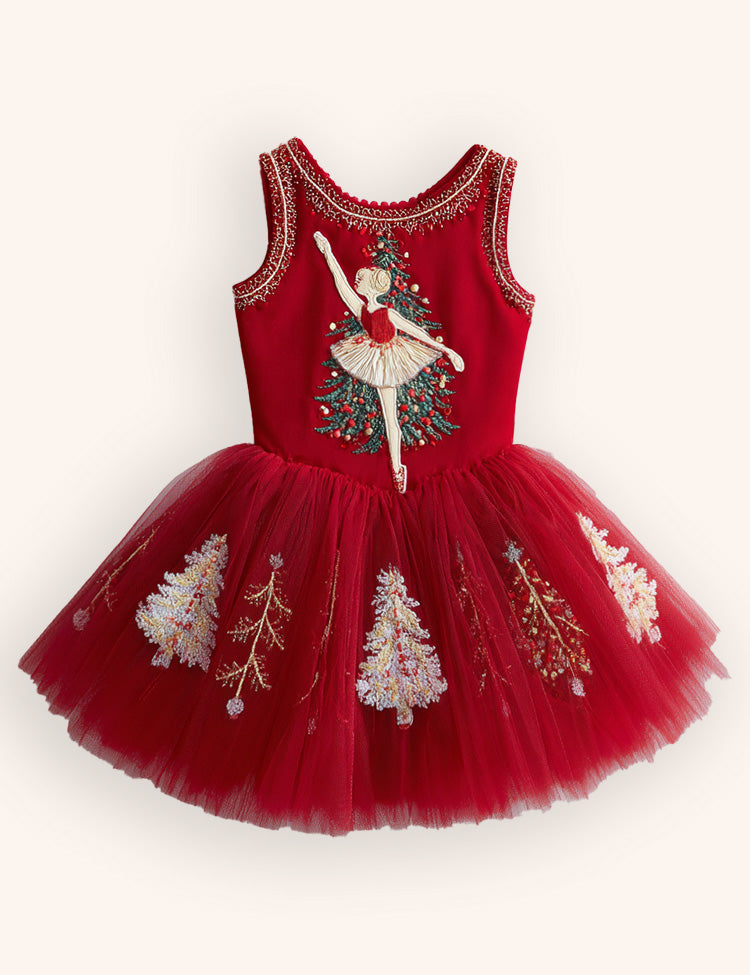 Christmas Ballet Tulle Appliqué Dress