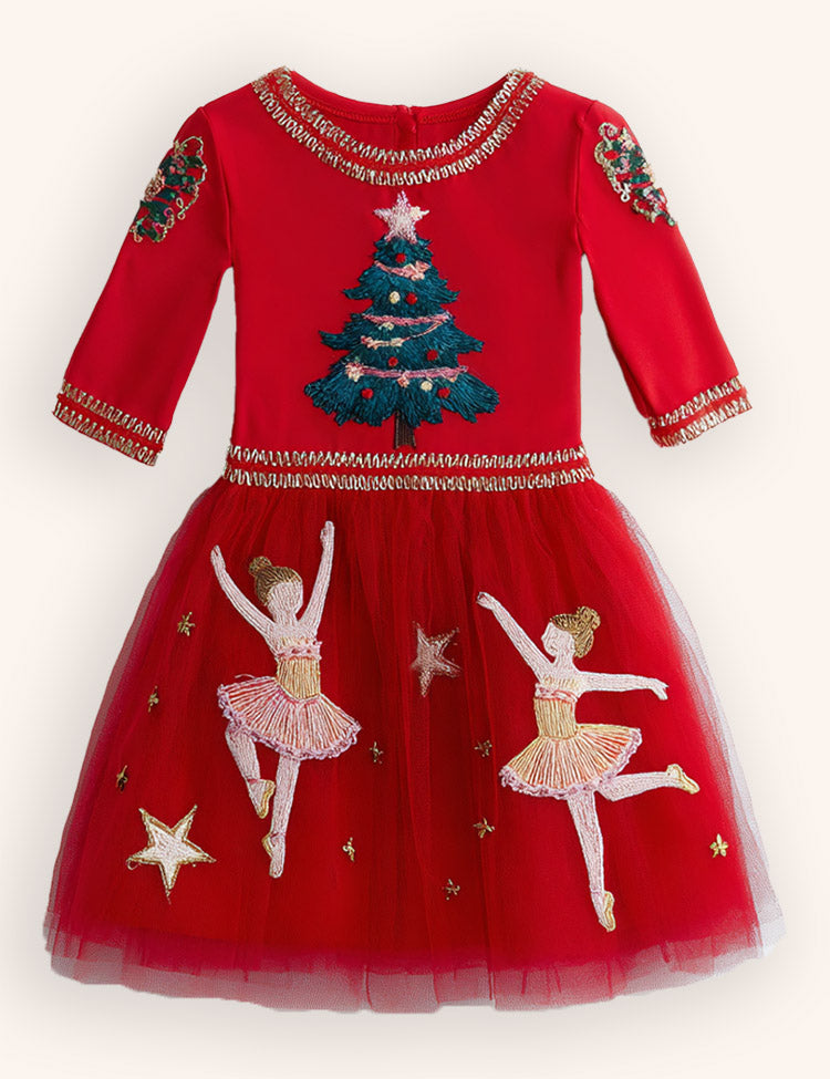 Christmas Ballet Tulle Appliqué Dress
