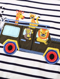 Animal Friends Striped Appliqué T-shirt - Mini Taylor