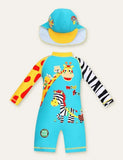 Animal Long Sleeve Swim Suit + Cap - Mini Taylor