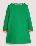 Appliqué Short Sleeve Dress Highland Green Cats - Mini Taylor