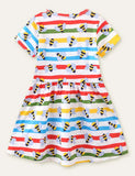 Bee Print Striped Dress - Mini Taylor