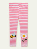 Bee&Flower Appliqué Knitted Striped Leggings - Mini Taylor