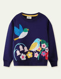 Sweatshirt mit Vogelblumen-Applikation