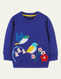 Bird Flower Appliqué Sweatshirt - Mini Taylor