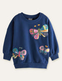 Butterfly Appliqué Long Sleeve Sweatshirt - Mini Taylor