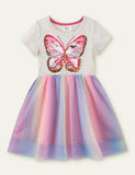 Butterfly Sequin Gauze Mesh Dress