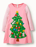 Vestido con apliques de árbol de Navidad