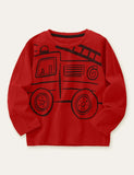 Car Printed Long-Sleeved T-shirt