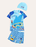 Cartoon Animal Swim Suit + Cap - Mini Taylor