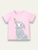 Cartoon Bunny Printed Crew Neck T-shirt