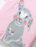 Cartoon Bunny Printed Crew Neck T-shirt - Mini Taylor