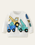 Cartoon Car Printed Long-Sleeved T-shirt