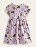 Cartoon Cat Printed Dress - Mini Taylor