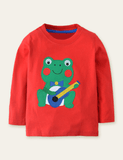 Cartoon Frog Appliqué Long Sleeve T-shirt - Mini Taylor