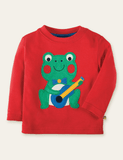 Cartoon Frog Appliqué Long Sleeve T-shirt - Mini Taylor