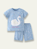 Cartoon Goose Appliqué Short Sleeve Set - Mini Taylor