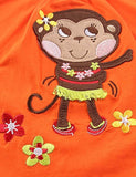 Cartoon Monkey Embroidered Flower T-shirt Set - Mini Taylor