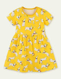 Cartoon Rabbit Print Short Sleeve Princess Dress