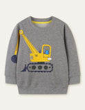 Cat Excavator Printed Long-Sleeved Sweatshirt - Mini Taylor