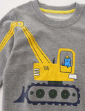 Cat Excavator Printed Long-Sleeved Sweatshirt - Mini Taylor