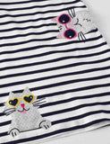 Cats Appliqué Striped Dress - Mini Taylor