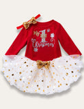 Christmas Printed Mesh Tutu Skirt Set - Bebehanna