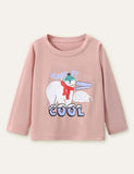 Cool Polar Bear Printed Long-Sleeved T-shirt