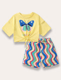 Cute Butterfly Printed T-shirt Set