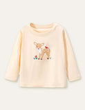 Deer and Bird Printed Long-Sleeved T-shirt - Mini Taylor