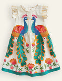 Multi Peacock Embroidery Dress