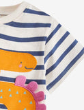 Dinosaur Digital Appliqué Striped T-shirt - Mini Taylor