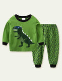 Dinosaur Printed Long-Sleeved Pajamas Two-Piece Set - Mini Taylor