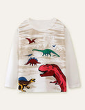 T-shirt a maniche lunghe con stampa dinosauro