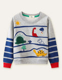 Dinosaur Printed Striped Sweatshirt - Mini Taylor